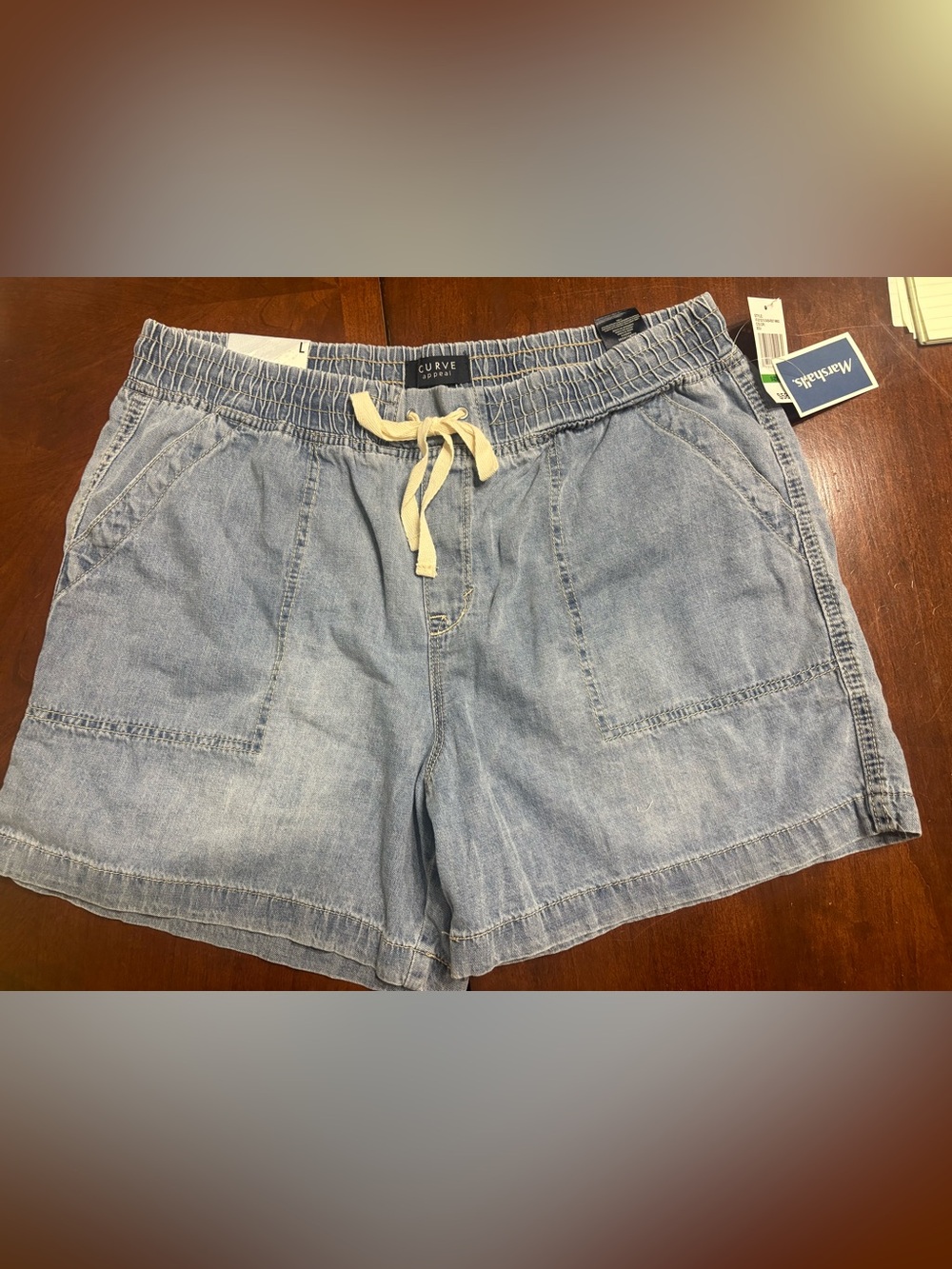 Casual Light Blue Denim Women’s Drawstring Jean Shorts